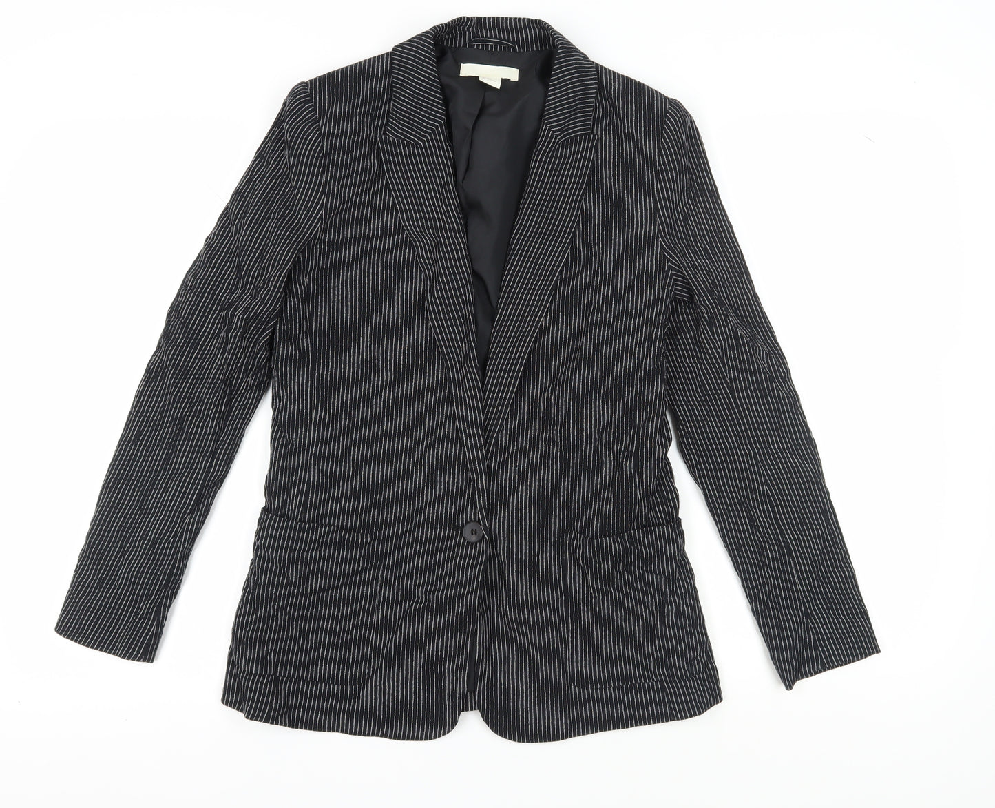H&M Women's Black Pinstripe Blazer Size 8