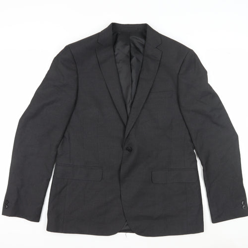 Moss London Men's Black Slim Fit Blazer, Size 42R, Elegant