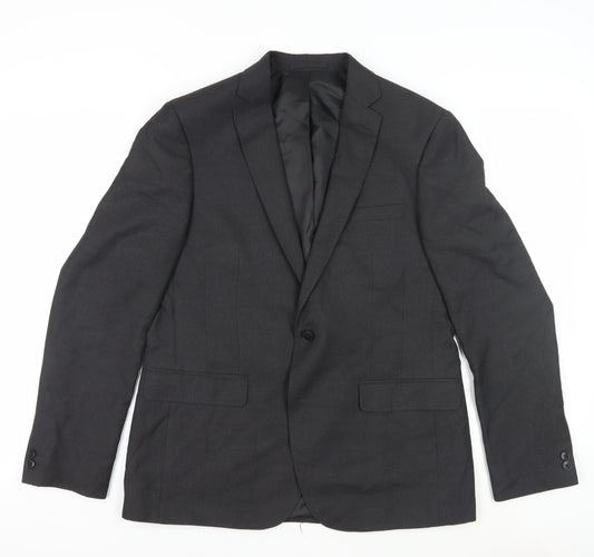 Moss London Men's Black Slim Fit Blazer, Size 42R, Elegant