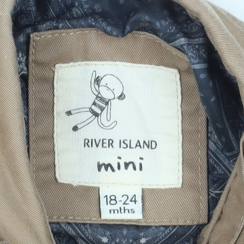River Island Unisex Beige Duffle Coat 18-24 Months with Buttons