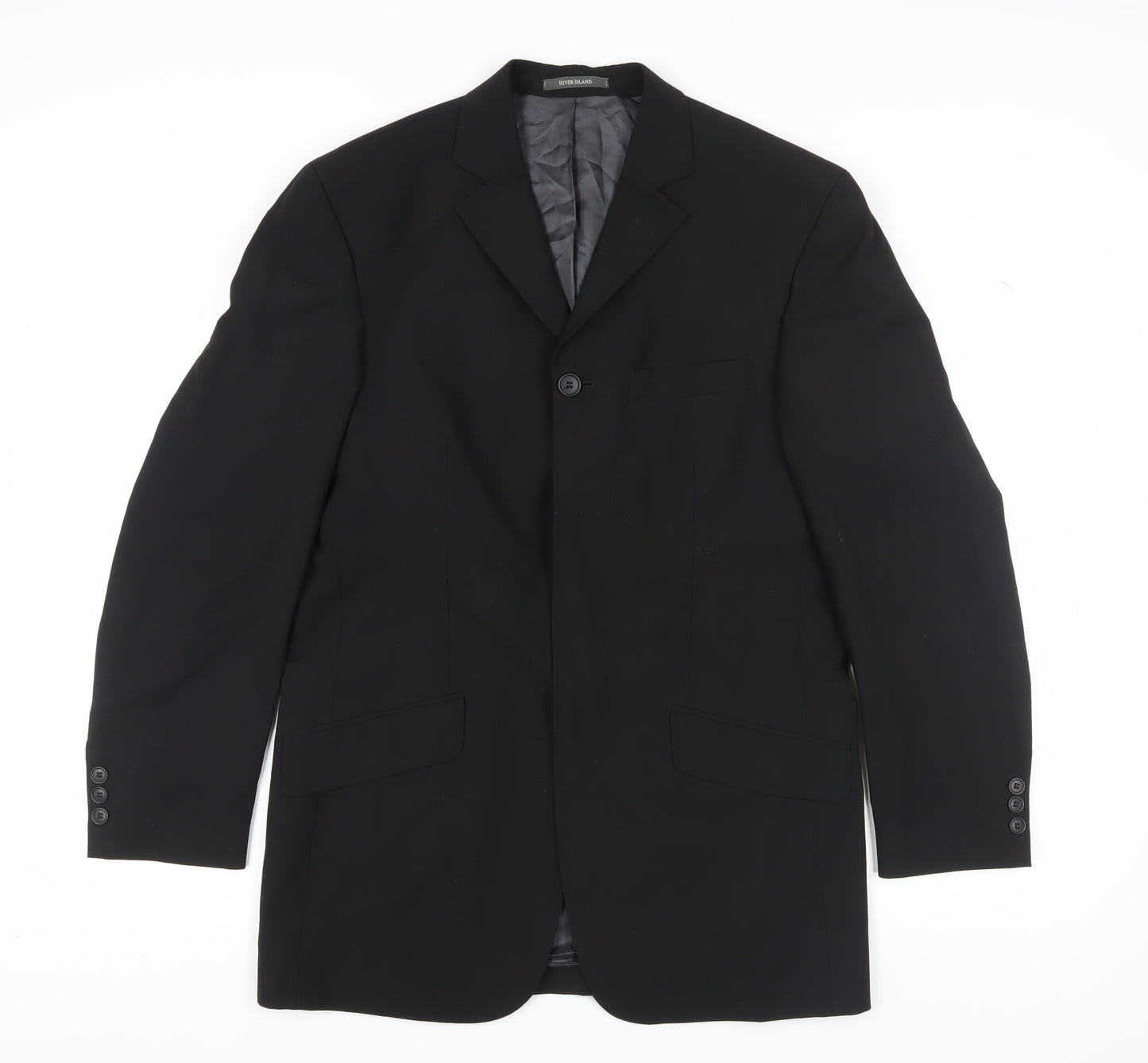 River Island Black Men's Blazer, Size 36R Regular Fit