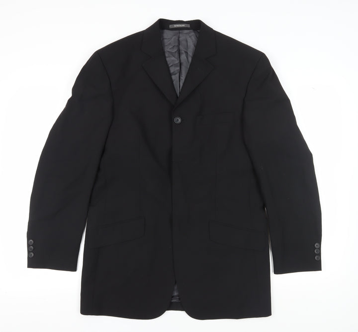 River Island Black Men's Blazer, Size 36R Regular Fit