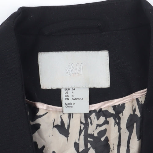 H&M Women's Black Blazer, Size 6, Single Breasted