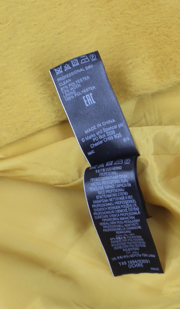 Marks and Spencer Women's Yellow Long Overcoat Size 22