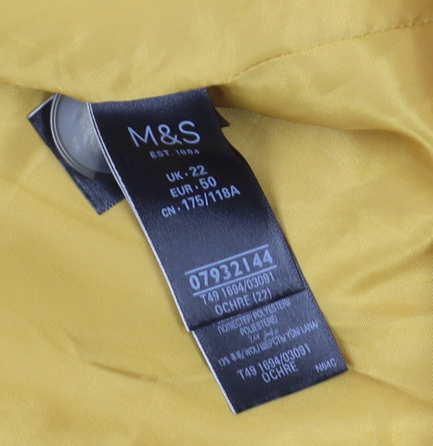 Marks and Spencer Women's Yellow Long Overcoat Size 22