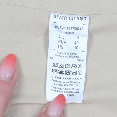 River Island Women's Beige 3/4 Sleeve Blazer UK 14