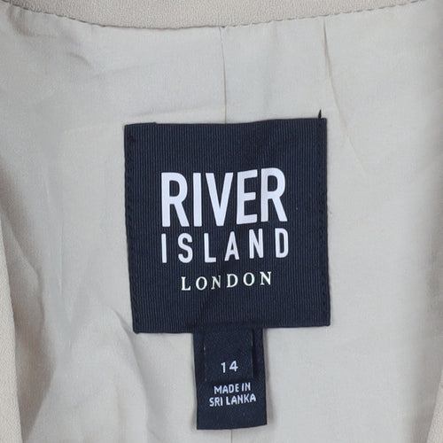 River Island Women's Beige 3/4 Sleeve Blazer UK 14