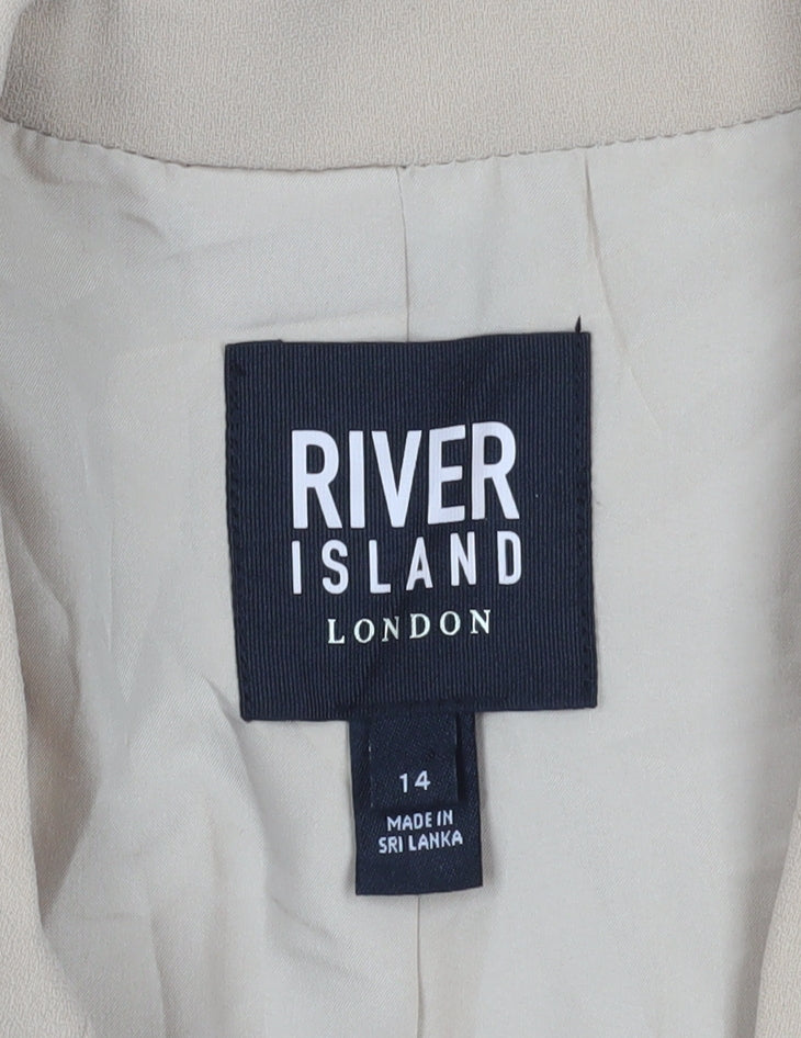 River Island Women's Beige 3/4 Sleeve Blazer UK 14