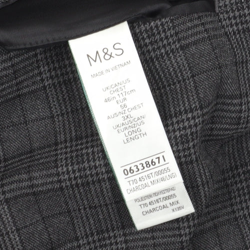 Marks and Spencer Men's Grey Checked Blazer 46L