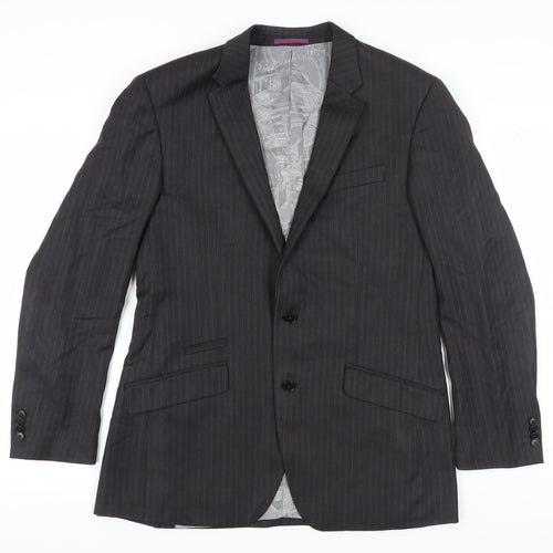 Next Men's Grey Striped Blazer 40R Wool Blend