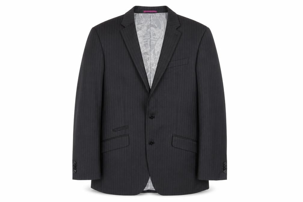 Front view of Next Men's Grey Striped Blazer 40R Wool Blend