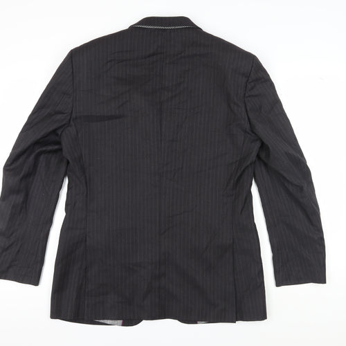 Next Men's Grey Striped Blazer 40R Wool Blend