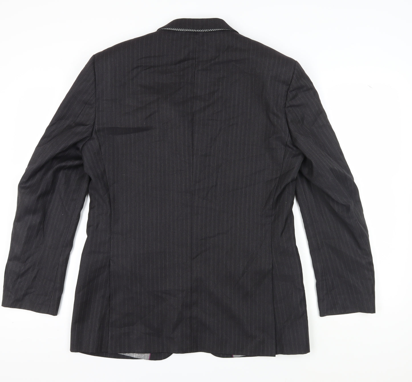 Next Men's Grey Striped Blazer 40R Wool Blend