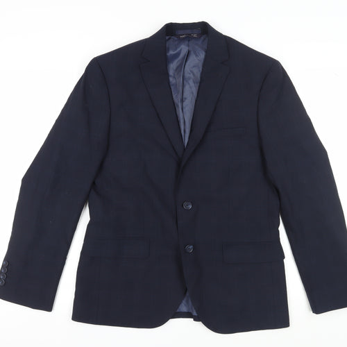 Marks and Spencer Men's Blue Check Blazer, Size 38S