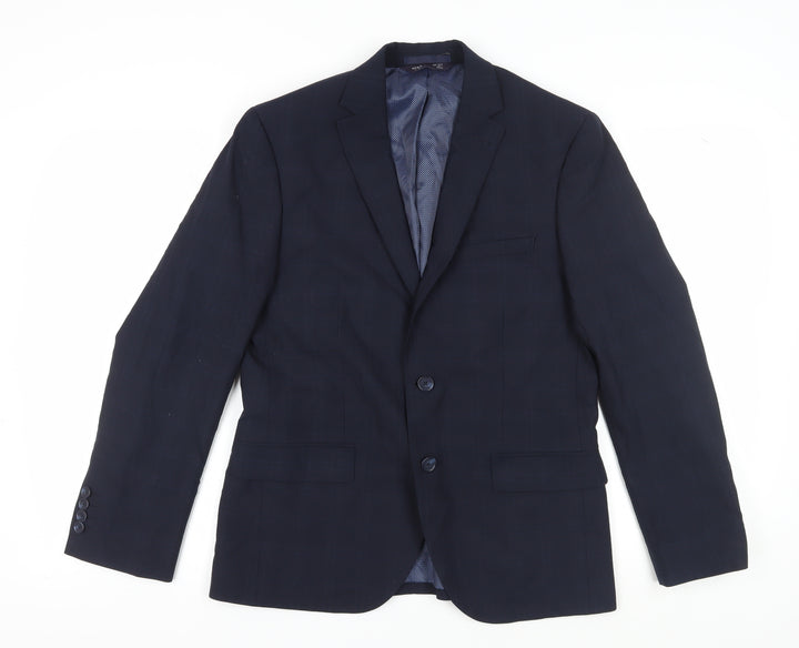 Marks and Spencer Men's Blue Check Blazer, Size 38S