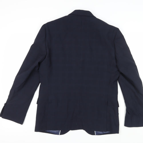 Marks and Spencer Men's Blue Check Blazer, Size 38S