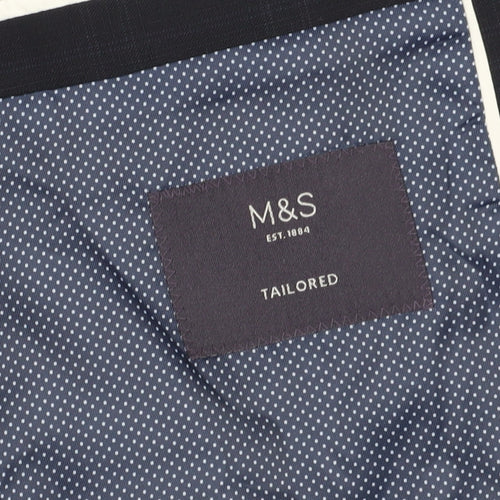Marks and Spencer Men's Blue Check Blazer, Size 38S