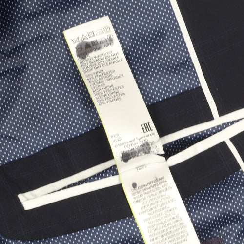Marks and Spencer Men's Blue Check Blazer, Size 38S
