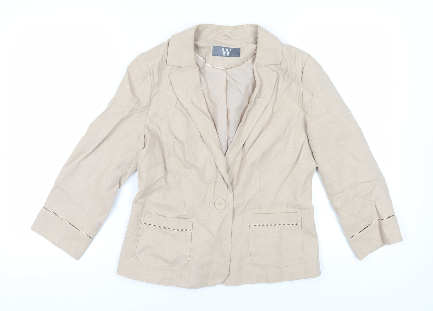 BHS Women's Beige 3/4 Sleeve Blazer Size 14