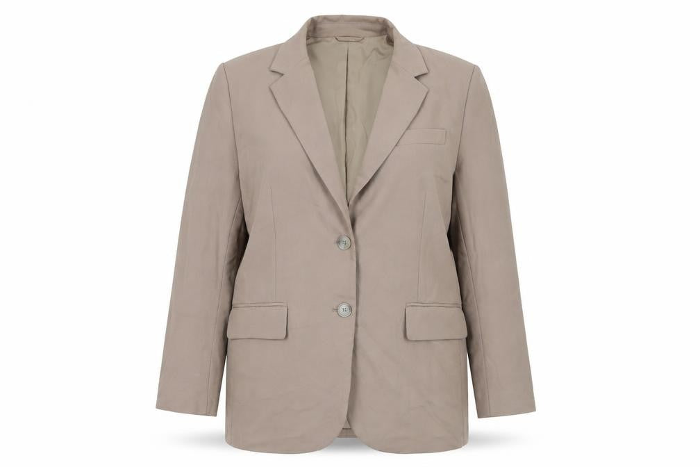 Front view of H&M unisex brown blazer, size 14, regular fit