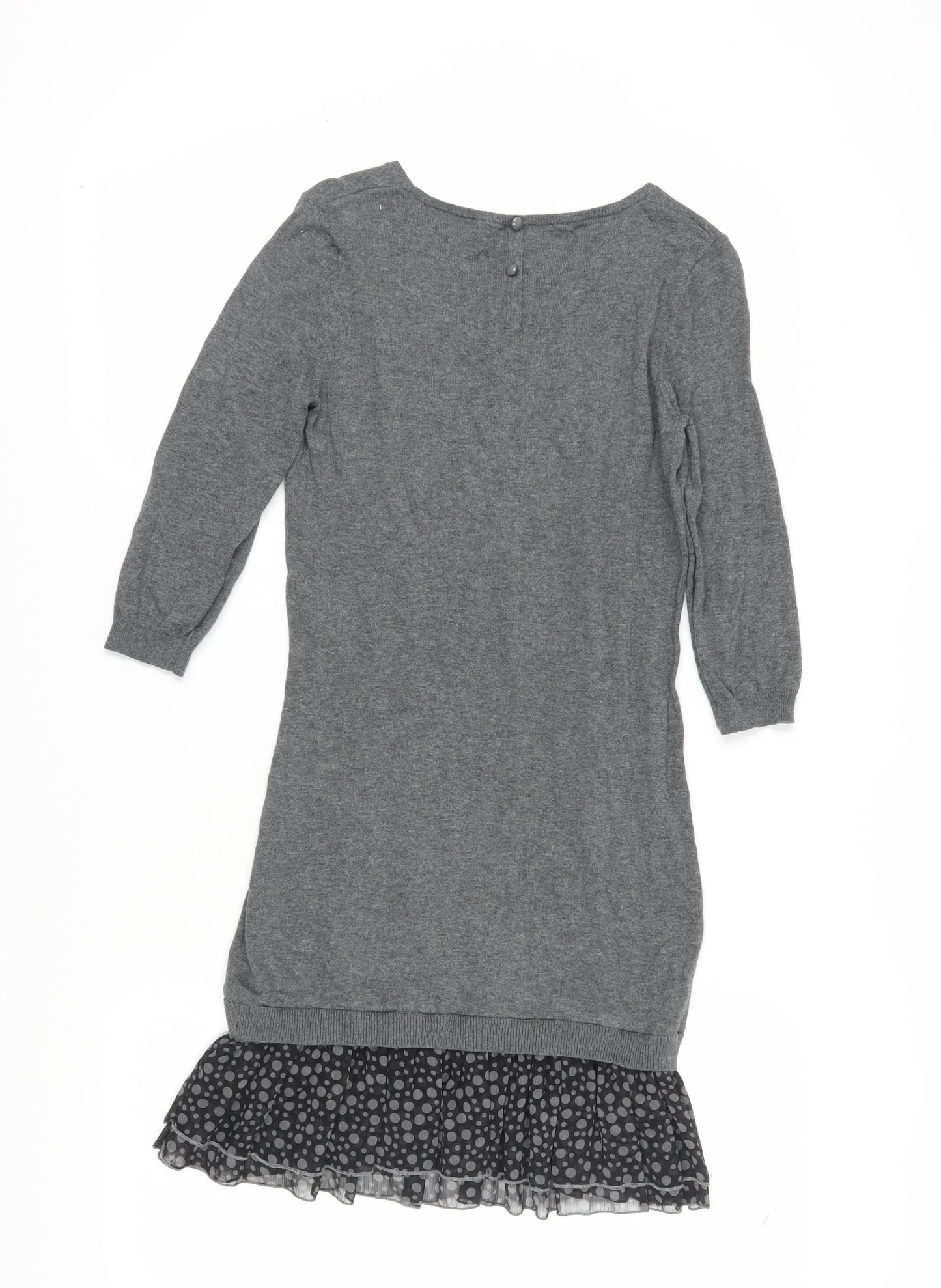 Next Grey Shift Dress Women Size 8 Polka Dot Hem