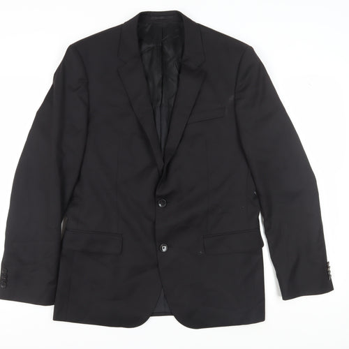Hugo Boss Men's Black Blazer Size 40R Single-Breasted