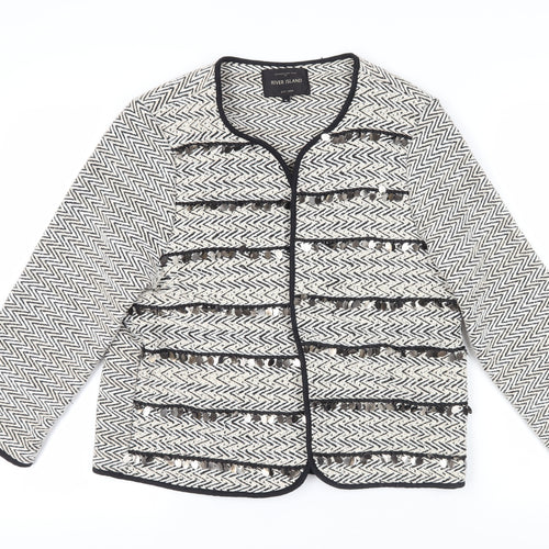 River Island Women's Black Sequin Herringbone Jacket
