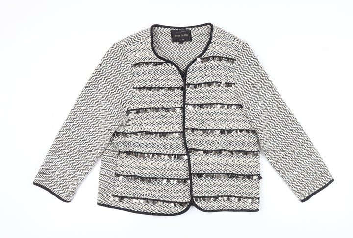 River Island Women's Black Sequin Herringbone Jacket