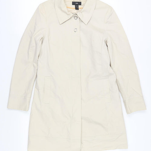 H&M Beige Overcoat Women Size 10 Casual Spring Trench
