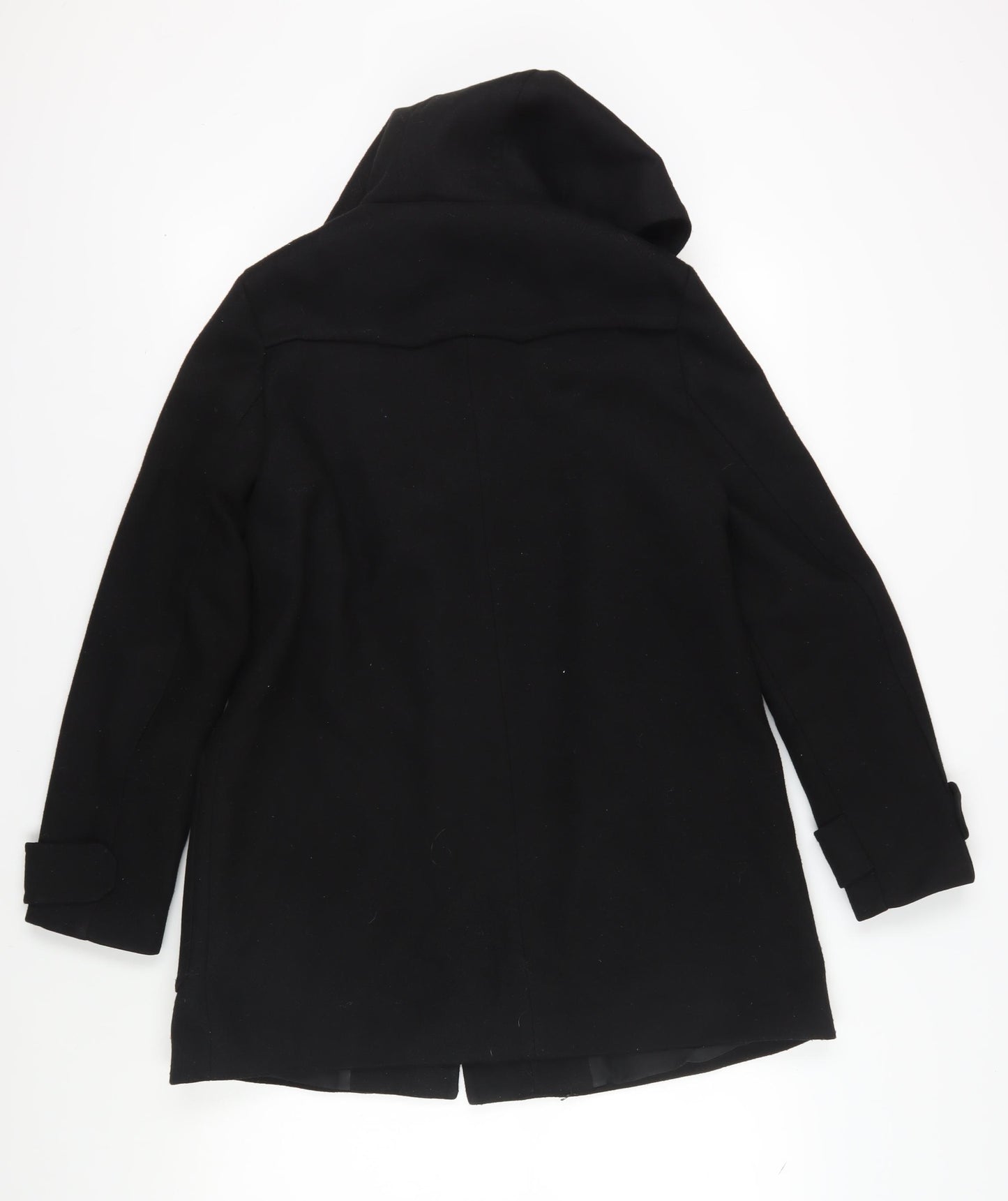 Zara Women's Black Hooded Overcoat Size 8