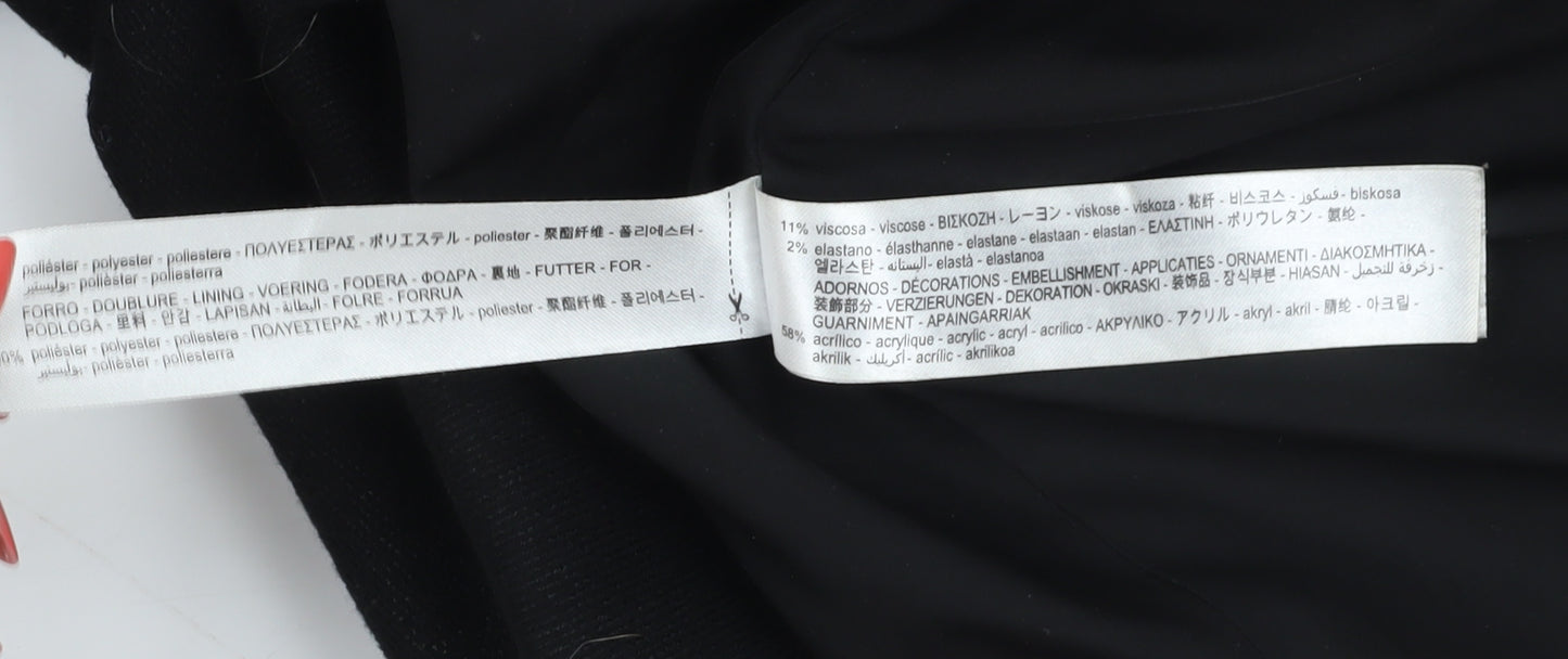 Zara Women's Black Hooded Overcoat Size 8