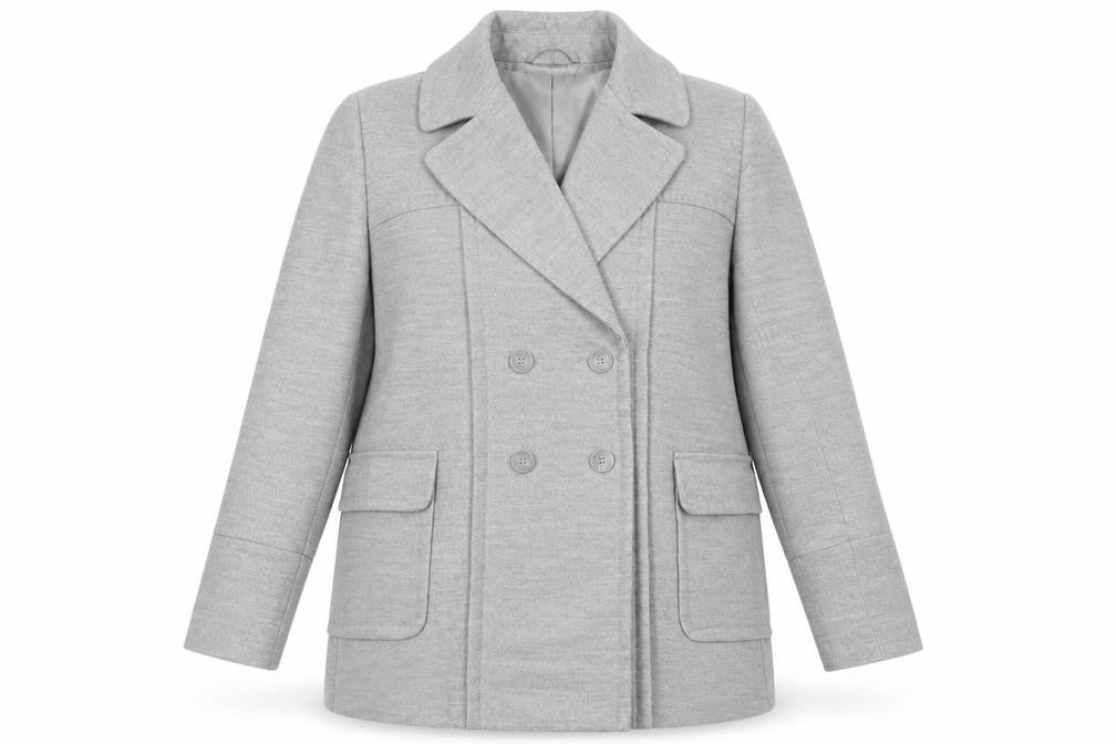 Front view of Dorothy Perkins Women's Grey Pea Coat, size 16