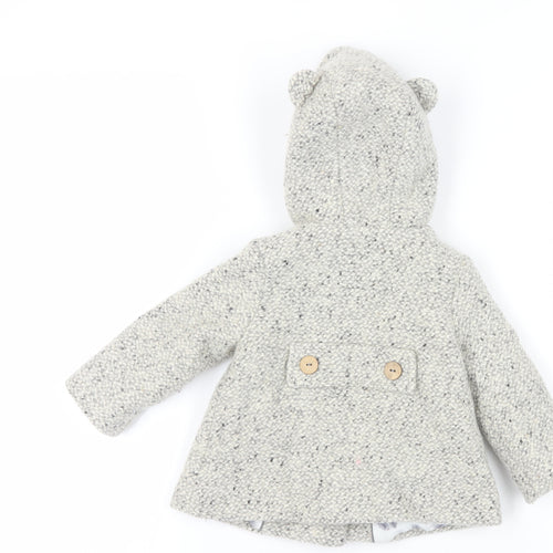 Zara Girls Grey Flecked Hooded Coat 12-18 Months