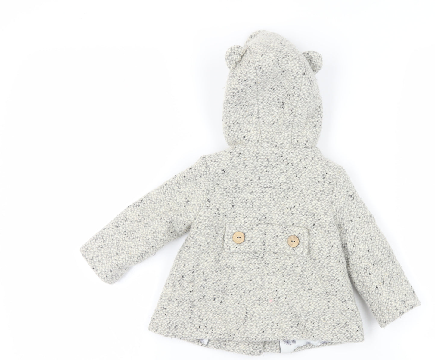 Zara Girls Grey Flecked Hooded Coat 12-18 Months