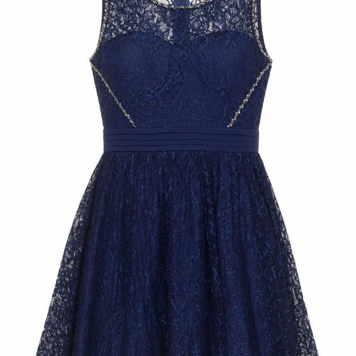 Little Mistress Women's Blue Lace A-Line Dress, Size 10