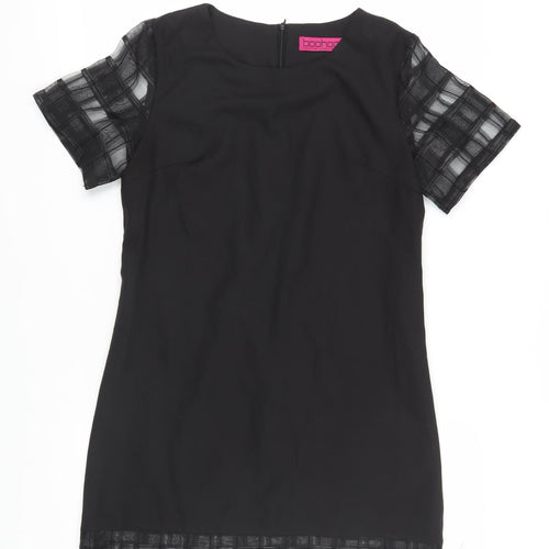 Boohoo Women's Black Sheer Sleeve Shift Dress 12