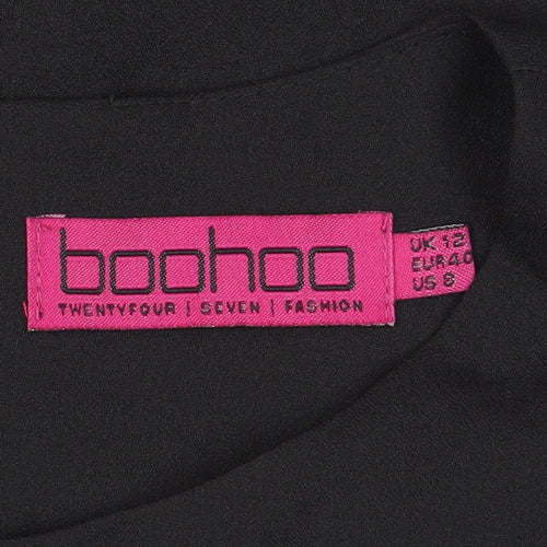 Boohoo Women's Black Sheer Sleeve Shift Dress 12