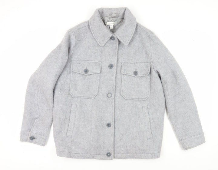 Topshop Women's Grey Wool Blend Jacket M
