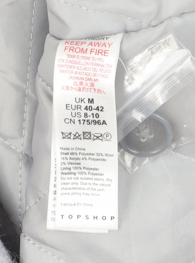 Topshop Women's Grey Wool Blend Jacket M