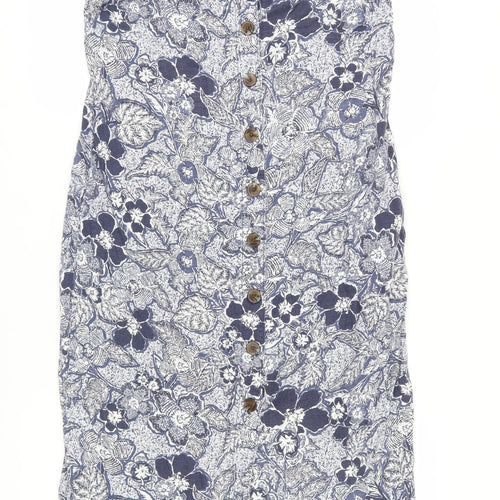 Next Women Blue Floral Pinafore Dress Size 12