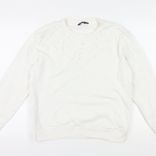 Marks and Spencer Women's Ivory Embroidered Cotton Sweatshirt UK 12