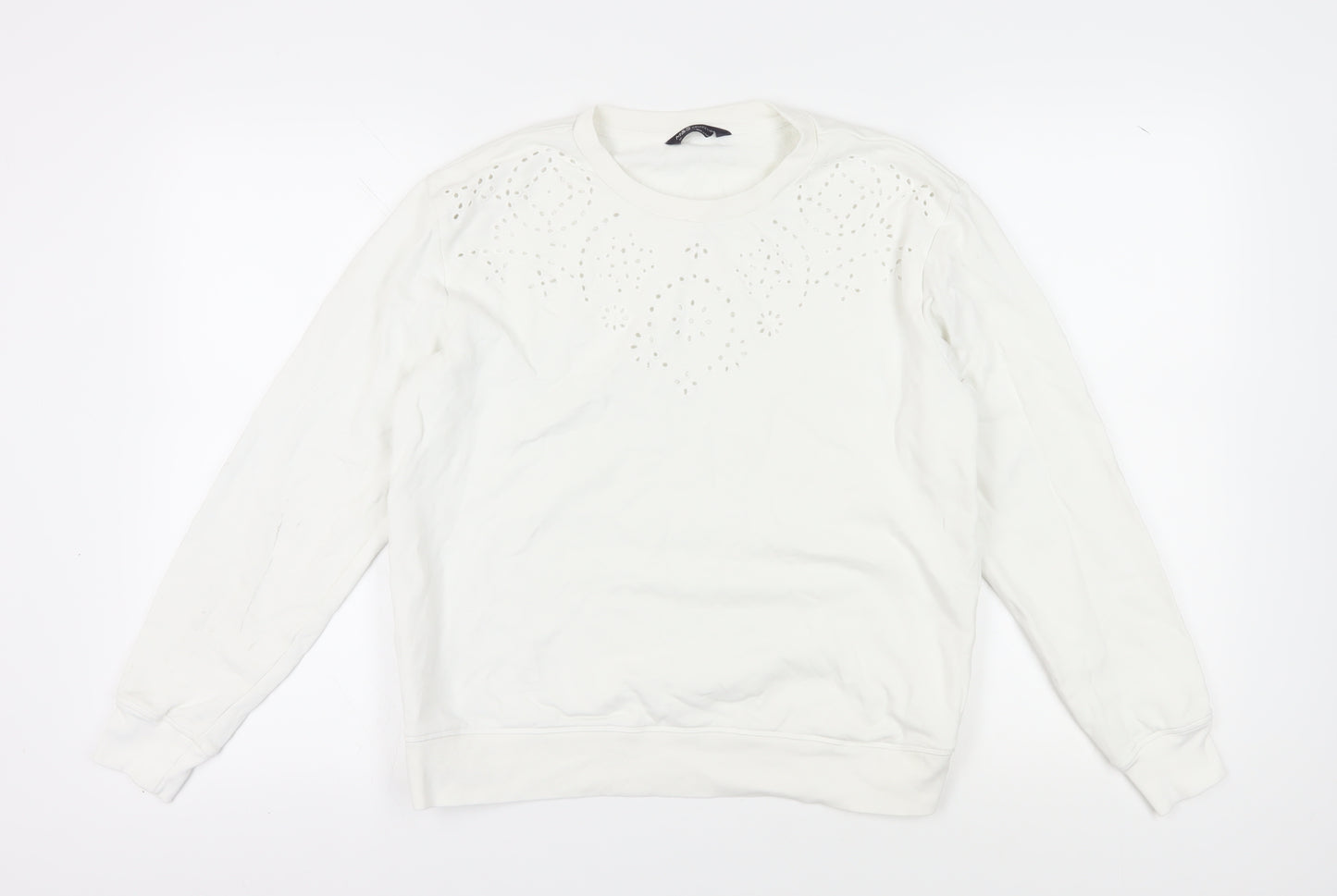 Marks and Spencer Women's Ivory Embroidered Cotton Sweatshirt UK 12