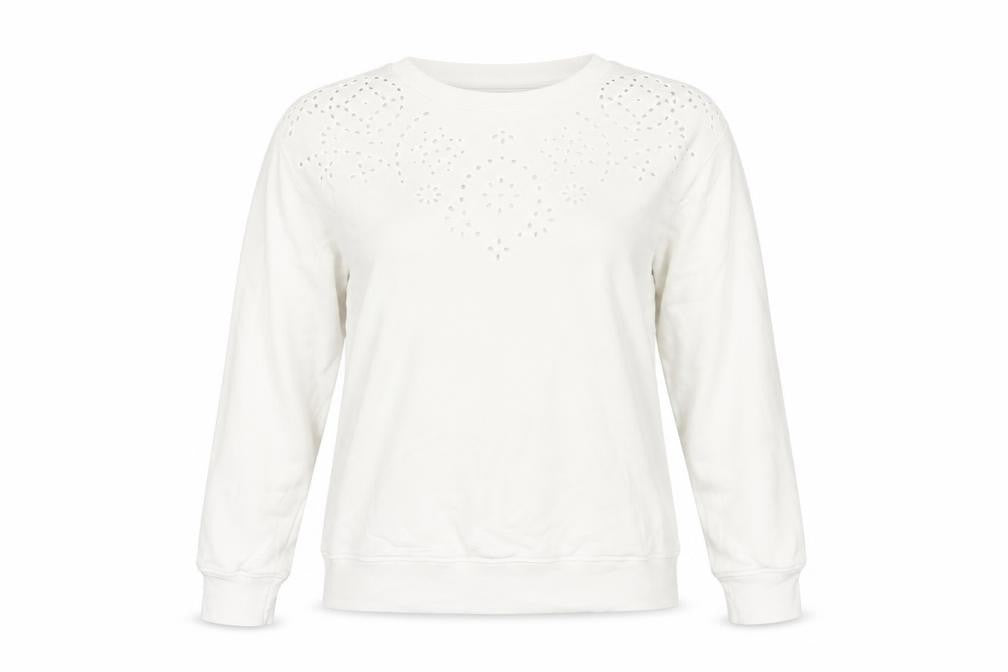 Marks and Spencer Women's Ivory Embroidered Cotton Sweatshirt UK 12