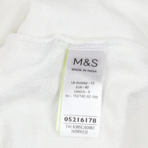 Marks and Spencer Women's Ivory Embroidered Cotton Sweatshirt UK 12