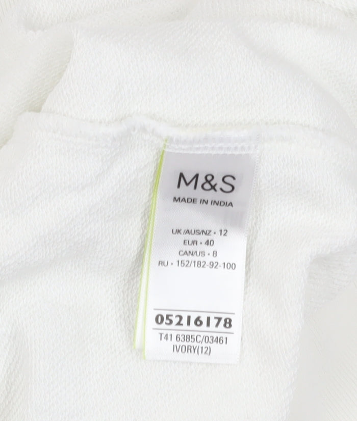 Marks and Spencer Women's Ivory Embroidered Cotton Sweatshirt UK 12