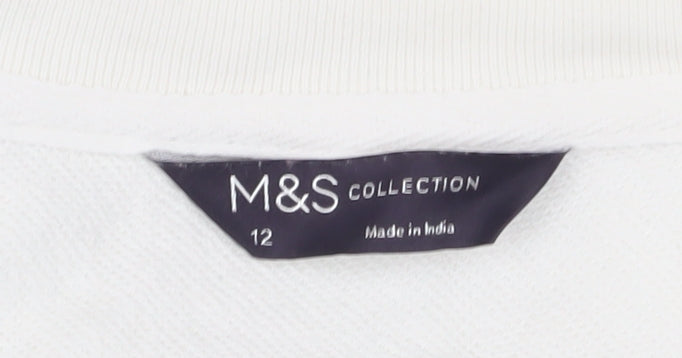 Marks and Spencer Women's Ivory Embroidered Cotton Sweatshirt UK 12