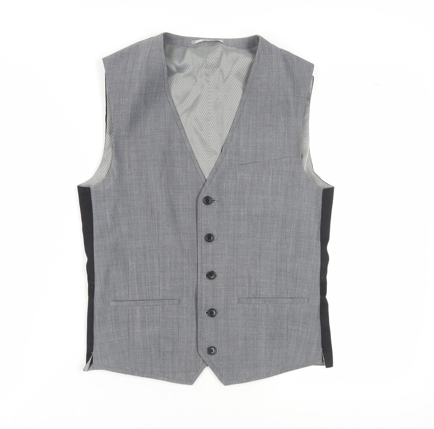 Next Men's Grey Wool Blend Suit Waistcoat 36R
