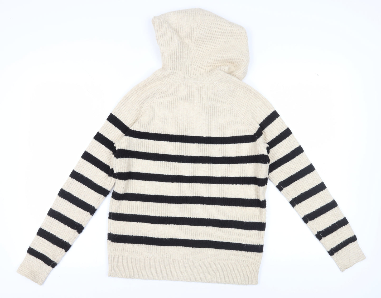 Marks and Spencer Women's Beige Striped Pullover Hoodie S