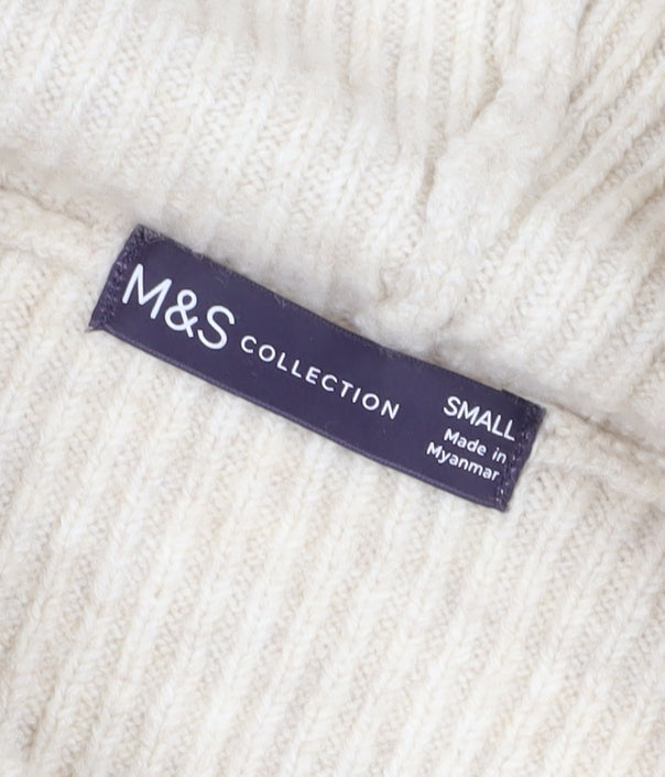 Marks and Spencer Women's Beige Striped Pullover Hoodie S