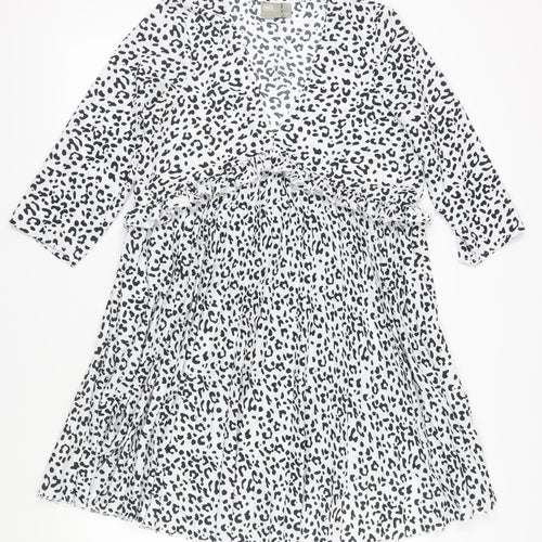 ASOS Women's White Animal Print Shift Dress 8